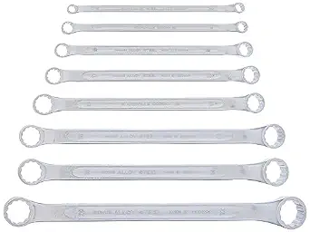 Stahlwille 96410704 Double Ended Ring Wrench Set Corona, 6mm x 7mm to 20mm x 22mm, Shallow Offset, Chrome Alloy Steel, Chrome Plated, No.23/8, 8 pcs