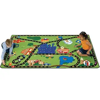 Carpets for Kids Cruisin' Around the Town Carpet 3'10" x 5'5", Green