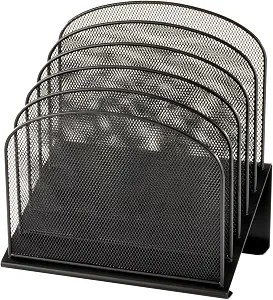 Safco Products Onyx Mesh 5-Tier Vertical Desktop Organizer 3257BL, Black Powder Coat Finish, Durable Steel Mesh Construction, Space-Saving Functionality