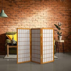 3 ft. Short Window Pane Shoji Screen - Honey - 3 Panels
