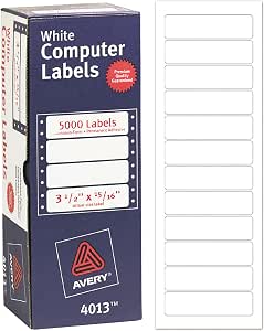 Avery Dot Matrix Printer Address Labels, 15/16" x 3 1/2", White, 5,000 Customizable Blank Labels (4013)