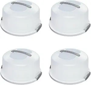 Sterilite Cake Server See-Through Lid, White Base, 4-Pack