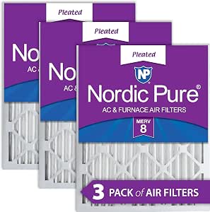 Nordic Pure 16x25x2 MERV 8 Pleated AC Furnace Air Filters 3 Pack