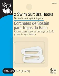 Dritz 99-34 Metal Swim Suit Bra Hooks, White, 3/4-Inch 2-Count