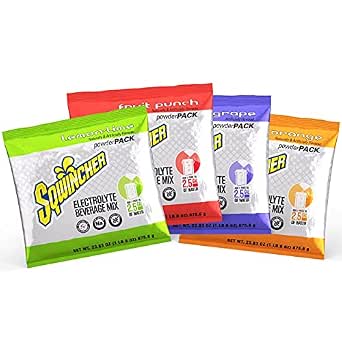 Sqwincher Powder Pack, Assorted Flavor Electrolyte Drink Concentrate, 23.83 oz Packet (Pack of 32)