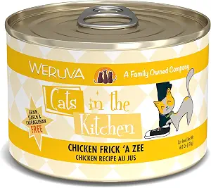 Weruva Cats in the Kitchen, Chicken Frick 'A Zee with Chicken Au Jus Cat Food, 6oz Can (Pack of 24), Yellow