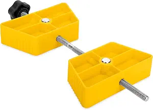 Camco Large RV Wheel Stop | Fits 26 to 30-inch Diameter Tires | Tire Spacing from 3 ½ to 5 ½-inches | Yellow (44622)