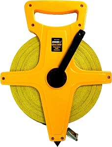 Johnson Level & Tool 1829-0200 Metric/Inch Fiberglass Long Tape, 200', Yellow, 1 Tape