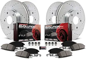 Power Stop K5823 Front and Rear Z23 Carbon Fiber Brake Pads with Drilled & Slotted Brake Rotors Kit