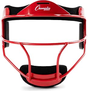 Champion Sports Steel Softball Face Mask - Classic Fielders Masks for Youth - Durable Head Guards - Premium Sports Accessories for Indoors and Outdoors - Red