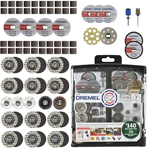 Dremel EZ725 All-Purpose Rotary Tool Accessory Set With Storage Kit, EZ-Lock And EZ Drum For Faster Accessory Changes, Accessories To Cut, Polish, Clean, And Sand, 70 Pieces