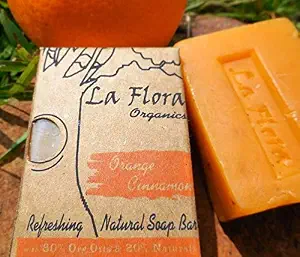 La Flora Organics Orange & Cinnamon Refreshing Handmade Soap Bar with Real Cinnamon & Orange -100 gms