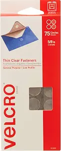 VELCRO Brand - 91302 Thin Clear Dots with Adhesive | 75count | 5/8" Circles | For Crafting School Projects, Home and Office Organization | Low Profile Design