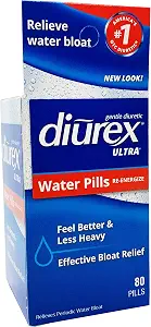 Diurex Ultra Re-Energizing Water Pills - Relieve Water Bloat - Feel Better & Less Heavy - 80 Count