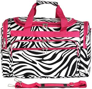 World Traveler 22 Inch Duffle Bag, Pink Trim Zebra, One Size