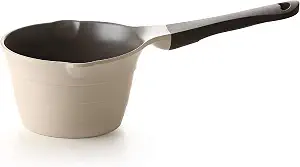 Neoflam 1qt Saucepan Butter Warmer Milk Boiling|Melting Pot, Ecolon Healthy Ceramic Nonstick Coating PFOA-free, 2 Pour Spouts, Dishwasher Safe, Ivory