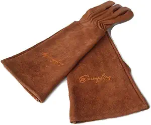 Rose Pruning Gloves for Men and Women - Thorn Proof Goatskin Leather Gardening Gloves with Gauntlet (Medium, Brown)