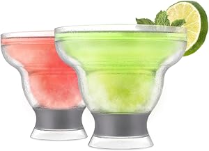 HOST FREEZE Margarita Cocktail Glasses, Frozen Cup Plastic Margarita Glasses Drinking Set, Cinco de Mayo, Taco Party, Fiesta Party, Grey, Set of 2