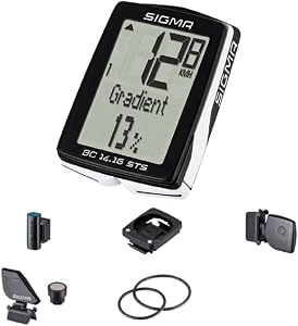 Sigma BC 14.16 STS Digital Wireless Bicycle Computer w/Optional Cadence | Altitude Functions - Slope, Gradient | Android Phone Pairing | Full Text Display, Auto Start/Stop | IPX8 Water Resistant