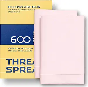 100% Egyptian Cotton Pillowcases, 600 Thread Count Pillowcase (Blush, Standard / Queen Pillow Case Pair White)