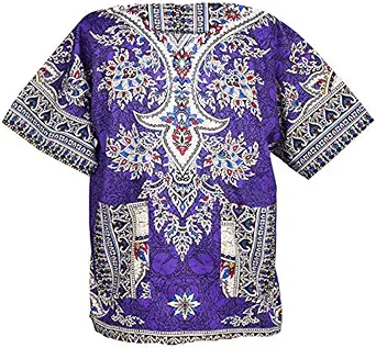 LOFBAZ Traditional African Unisex Dashiki Shirt Color Tribal Festival Hippie