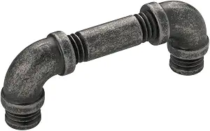 Hickory Hardware Cabinet Pull, Handles for Kitchen Cabinet Doors, Bathroom & Dresser Drawers, Pipeline Collection, 3 Inch Hole Center, 3-11/16 Inch Total Length, Black Nickel Vibed, 1 Pack