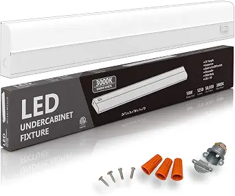 Hardwired LED Under Cabinet Lighting - 16 Watt, 24", Dimmable, CRI>90, 3000K (Warm White), Under Cabinet Lights for Kitchen - Wide Body, Long Lasting Metal Base with Frost Lens - Under Counter Lights