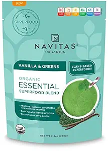 Navitas Organics Essential Superfood Protein Blend, Vanilla & Greens, 8.4oz. Bag,10 Servings — Organic, Non-GMO, Gluten-Free, Plant-Based Protein