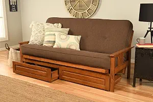 Kodiak Furniture Monterey Futon with Linen Fabric Mattress in Brown/Barbados