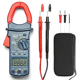 AstroAI Digital Clamp Meter TRMS 6000 Counts Multimeter Auto Ranging with AC/DC Voltage,AC Current,Resistance,Continuity,Capacitance,Frequency,Duty Cycle,transistors,Diodes and Temperature Tester.
