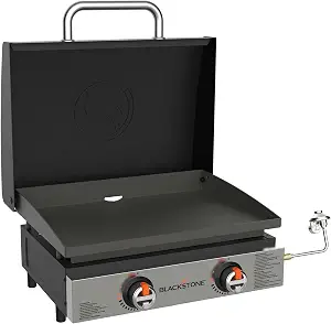 Blackstone Tabletop Griddle, 1666, Heavy Duty Flat Top Griddle Grill Station for Camping, Camp, Outdoor, Tailgating, Tabletop – Stainless Steel Griddle with Knobs & Ignition, Black, 22 inch