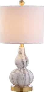 JONATHAN Y JYL1028D Anya 20.5" Mini Glass LED Table Lamp, Transitional, Glam, Midcentury, Modern, Elegant, Office, Living Room, Family Room, Dining Room, Bedroom, Hallway, Foyer, Black/White