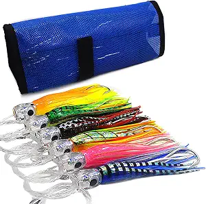Set of 6 pcs 9 inch / 7 inch / 6.5 inch trolling Lure Marlin Tuna Dolphin Shark Big Game deep sea Fishing Lures Included Mesh Bag