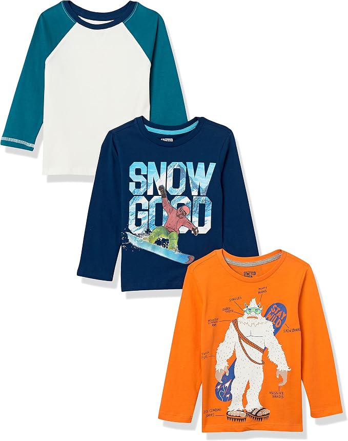 Amazon Essentials Boys' Long-Sleeve T-Shirts (Previously Spotted Zebra), Multipacks