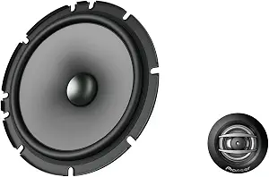 PIONEER TS-A652C A Series 6-1/2" 350 W Max Power, Carbon/Mica-Reinforced IMPP Cone, 20mm PI Tweeter - Component Speakers (Pair), Gray