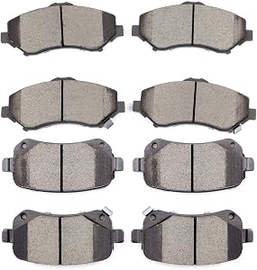 Ceramic Brake Pads Kits,SCITOO 8pcs Brakes Pads Set fit for 08-12 for Chrysler Town & Country,08-12 for Dodge Grand Caravan,09-13 for Dodge Journey,12 for Ram C/V,09-12 for Volkswagen for Routan