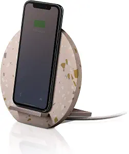 Native Union Dock Wireless Charger Terrazzo Edition - [Qi Certified] 10W Fast Charging and Versatile Stand Compatible with iPhone 11/11 Pro/11 Pro Max (Rose)