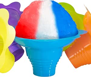 Super Cute Reusable 4oz Flower Snow Cone Cups 25 Pack. Colorful Leak Proof Bowls Perfect Snow Cone Supply for Kids Birthday Party or Summer Cookout. Easy Grip Bowl For Shaved Ice, Snack, Ice Cream.