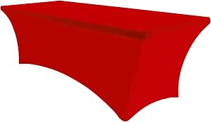 Eurmax USA Rectangular Fitted Spandex Table Covers 6ft Tablecloth Wedding Event Patio Table Decorations Stretch Table Cover for 6ft Folding Table (Red)