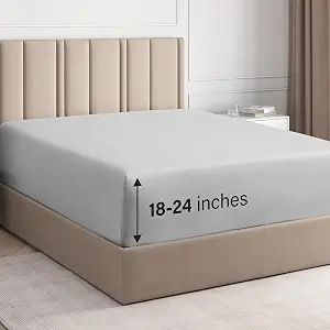 Extra Deep Pocket Fitted Sheet - Single Fitted Sheet Only - Extra Deep Pockets Queen Size Sheets - Fits 18 in to 24 in Mattress - Extra Deep Queen Fitted Sheet - Deep Pockets That Actually Fits