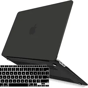 IBENZER Compatible with New MacBook Air 13 inch Case 2022 2021 2020 M1 A2337 A2179 A1932, Plastic Hard Shell Case with Keyboard Cover for Mac Retina Display with Touch ID, Black, MMA-T13BK+1A