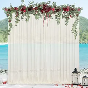 Ivory Chiffon Backdrop Curtain 10ftx10ft Birthday Party Backdrop Photography Backdrop Drapes for Wedding Arch Party Decorations