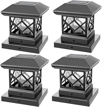 TWINSLUXES Solar Post Cap Lights Outdoor - Waterproof LED Fence Post Solar Lights for 3.5x3.5/4x4/5x5 Wood Posts in Patio, Deck or Garden Decoration 4 Pack