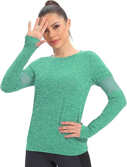 ICTIVE Long Sleeve Workout Shirts for Women Loose fit Workout Tops for Women Running Shirts Women with Thumb Hole