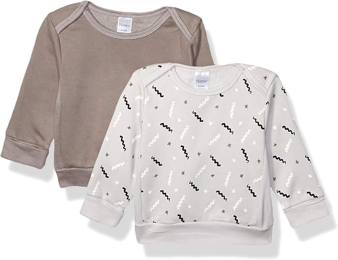 Hanes Baby Sweatshirt, Ultimate Baby Flexy Knit Fleece Pullover Crew Sweatshirt, 2-Pack