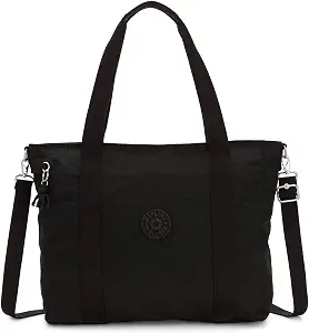 Kipling Women's Asseni Tote, Lightweight Everyday Purse, Nylon Shoulder Bag, Black Noir