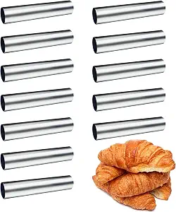 FantasyDay Non-stick Cream Horn Molds Stainless Steel, 4.92 inch Large Size Cannoli Tubes Kit Pack of 12 Baking Cones Pastry Roll Horn Croissant Mold - Christmas Anniversary Free Standing Cone Shape