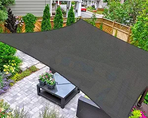 AsterOutdoor Sun Shade Sail Rectangle 12' x 16' UV Block Canopy for Patio Backyard Lawn Garden Outdoor Activities, Graphite