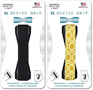 LoveHandle Tablet/XL Grip for Most Tablets and Large Smartphones, Black and Honey Comb Elastic Strap Finger Grip with Black Base (LHT-01-BLK-HNYCMB, Pack of 2)