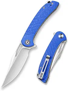CIVIVI Dogma Pocket knife for EDC, Satin D2 Blade, G10 Handle, Liner Lock, Ball Bearings Pivot,Flipper Opening Utility Knife with Reversible Deep Carry Pocket Clip C2005C (Blue)